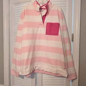 crown & ivy Pink and White Top with Contrast Trim